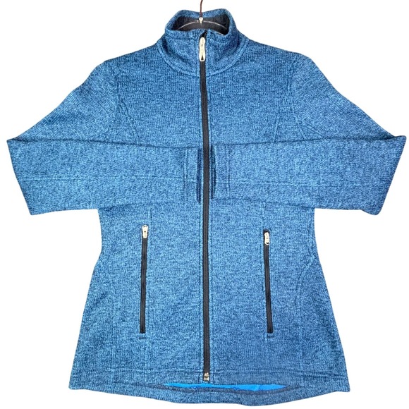 Spyder Jackets & Blazers - Spyder Women Blue Heathered Full Zip Fleece Lined Sweater Jacket 1045348 Small